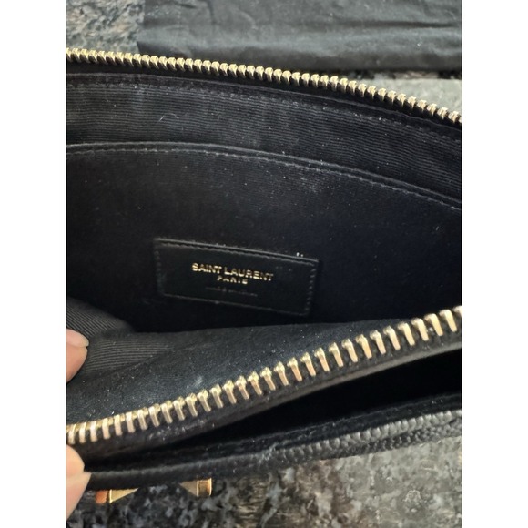 Saint Laurent Monogram Quilted Leather Clutch Ysl Black - Picture 6 of 8